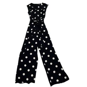 New York & Company Black and White Polka Dot Jumpsuit Medium M